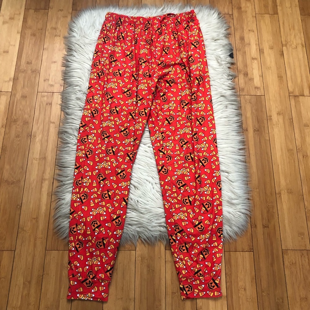 Main and Local Halloween Pumpkin Candy Corn Print Lounge Pants Pajama size M